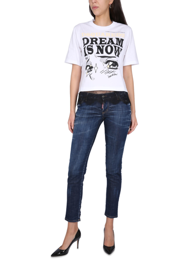 Dsquared2 Dsquared Women T-shirt With Logo In Bianco
