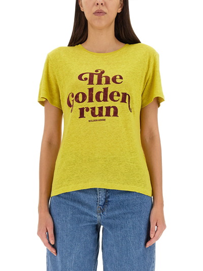 Shop Golden Goose Logo Print T-shirt In Giallo
