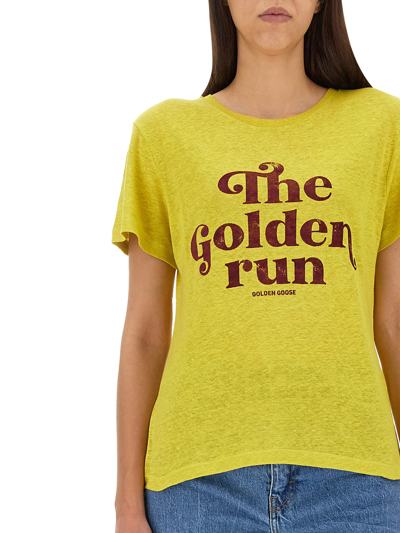 Shop Golden Goose Logo Print T-shirt In Giallo