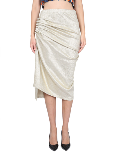 Shop Rabanne Midi Skirt In Oro