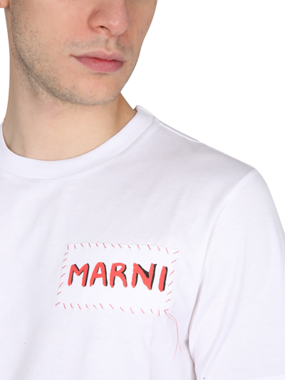 Shop Marni T-shirt With Logo In Bianco