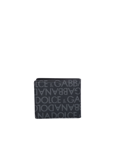 Shop Dolce & Gabbana Logo Jacquard Bi-fold Wallet In Black