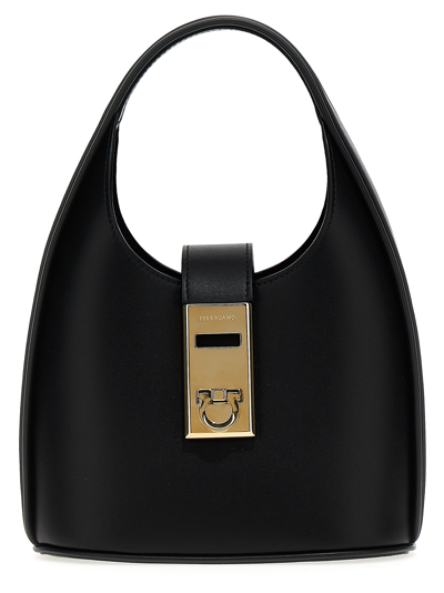 Shop Ferragamo Mini Hobo Handbag In Black