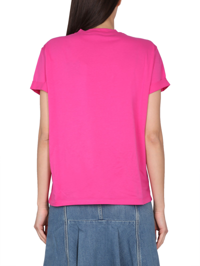 Shop Stella Mccartney T-shirt With Logo Embroidery In Fucsia