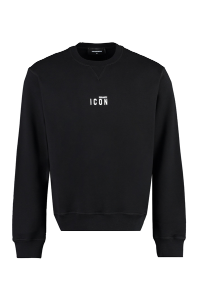 Shop Dsquared2 Printed Cotton Sweatshirt In Black