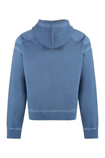 Shop Dsquared2 Cipro Cotton Hoodie In Light Blue