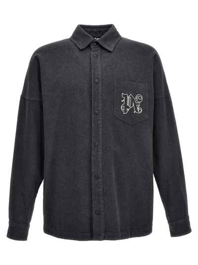 Shop Palm Angels Pa Monogram Overshirt In Gray