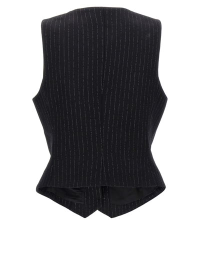 Shop Balmain Lurex Plastered Vest In Black