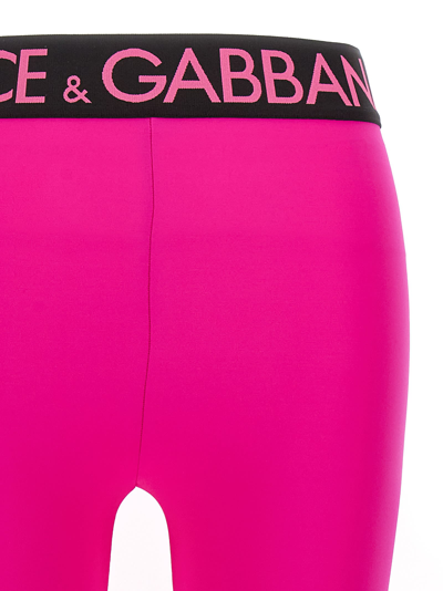 Shop Dolce & Gabbana Logo Leggings In Fuchsia
