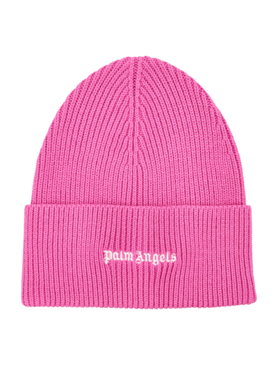 Shop Palm Angels Classic Logo Ribbed Beanie In Fucsia