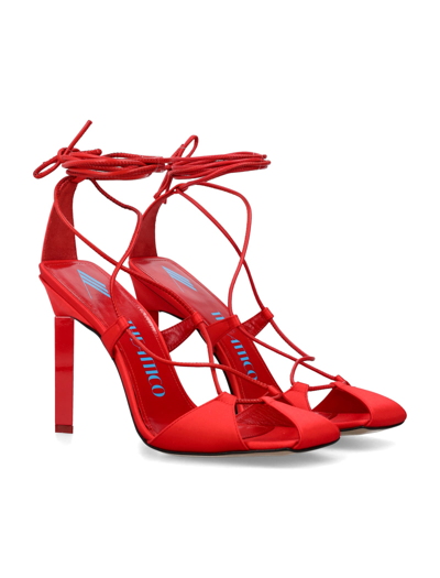 Shop Attico Adele Lace-up Sandal 105 In Red