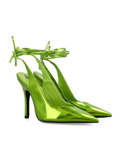 Attico Slingback "venus" Hollographic Green In Lime