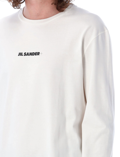 Shop Jil Sander Small Logo Long Sleeves T-shirt In White