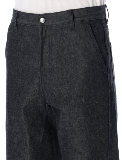 Shop Oamc Cortes Denim Jeans In Dark Grey
