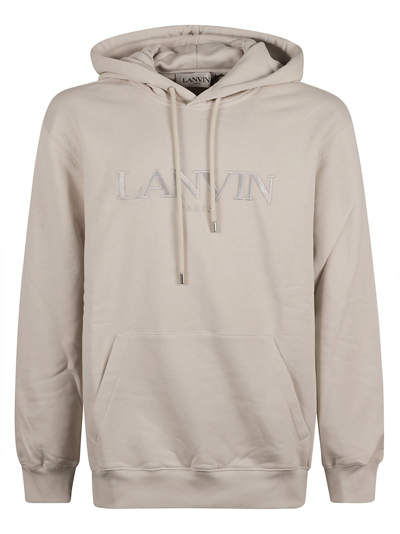 Shop Lanvin Logo Embroidered Hoodie In Mastic