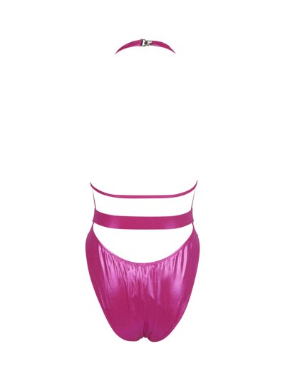 Shop Dolce & Gabbana Logo-plaque Glossy-finish Swimsuit
