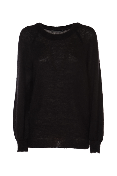 Shop Alberta Ferretti Round Neck Sweater In Black
