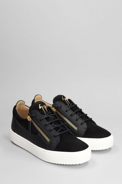 Shop Giuseppe Zanotti Frankie Sneakers In Black Suede And Leather