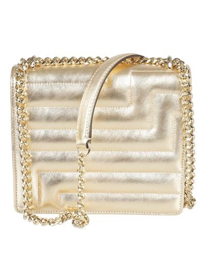 Shop Jimmy Choo Chain Quilted Shoulder Bag In Gold