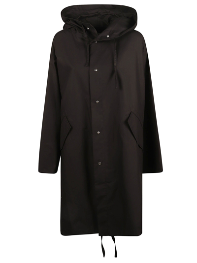 Shop Jil Sander Buttoned Hooded Parka In Black