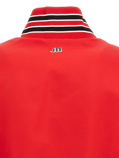 Shop Msgm Logo Bomber Jacket In Red