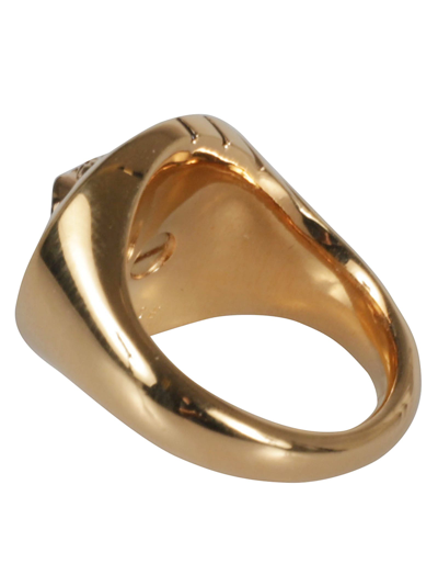 Shop Versace Medusa Logo Ring In Gold/black