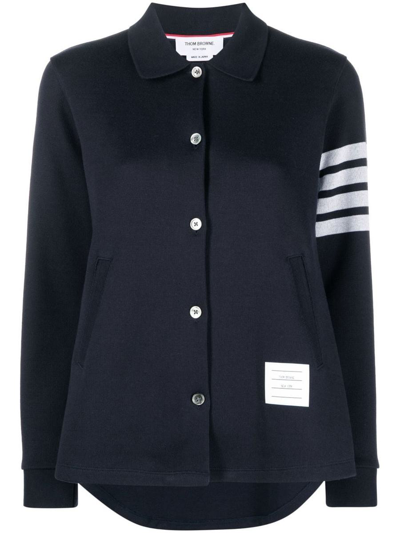 Shop Thom Browne Stripe-detail Knit Cardigan In Navy