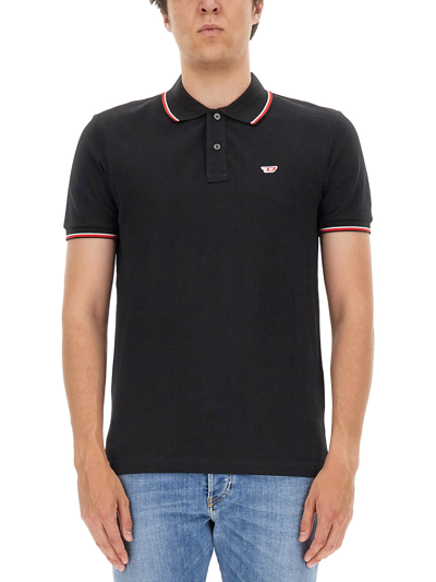 Shop Diesel Polo With Logo In Nero