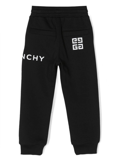 Shop Givenchy Black Track Pants Withy Contrasting Logo Print In Cotton Boy