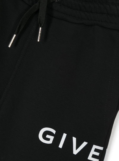 Shop Givenchy Black Track Pants Withy Contrasting Logo Print In Cotton Boy