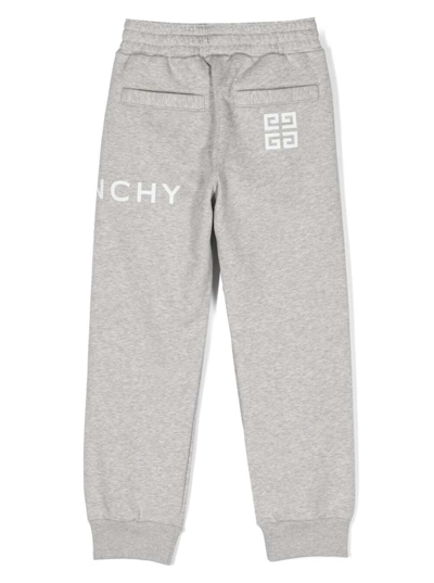 Shop Givenchy Grey Track Pants Withy Contrasting Logo Print In Cotton Boy