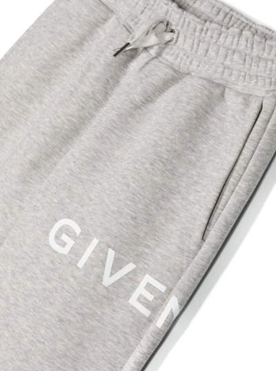 Shop Givenchy Grey Track Pants Withy Contrasting Logo Print In Cotton Boy