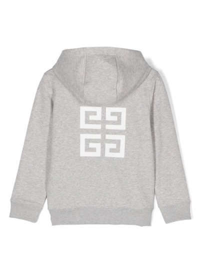 Shop Givenchy Grey Hoodie And Contrasting Maxi Logo Print In Cotton Boy