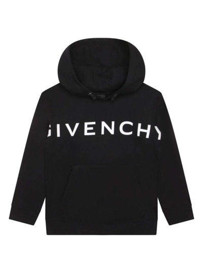 Shop Givenchy Black Hoodie And Contrasting Maxi Logo At The Front Boy