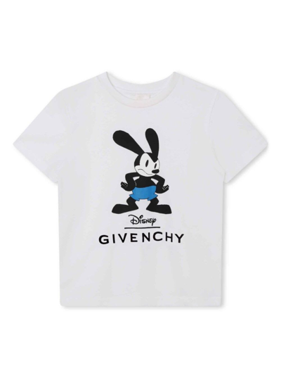 Shop Givenchy White T-shirt With Disney Cartoon Print And Logo In Cotton Boy