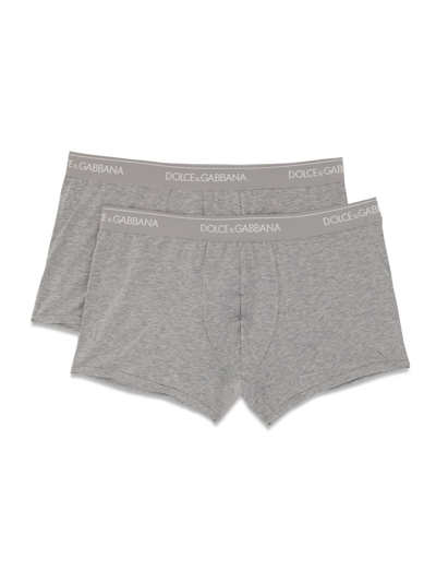 Shop Dolce & Gabbana Pack Of Two Boxers In Grigio