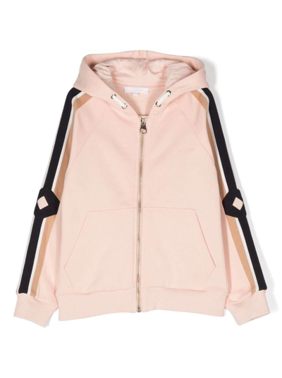 Shop Chloé Pink Hoodie With Contrasting Side Panels In Cotton Girl