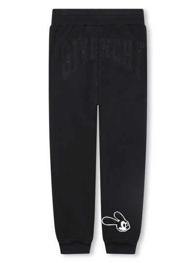 Shop Givenchy Black Track Pants With Oswald X Disney Patch In Cotton Blend Girl