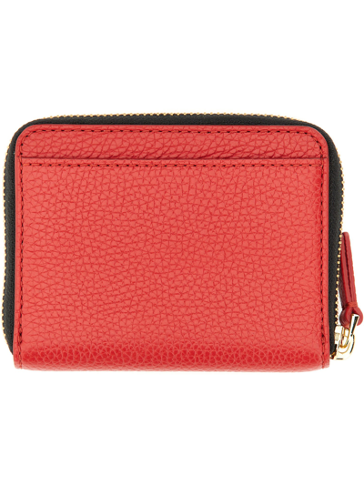 Shop Marc Jacobs Leather Wallet With Zipper In Rosso