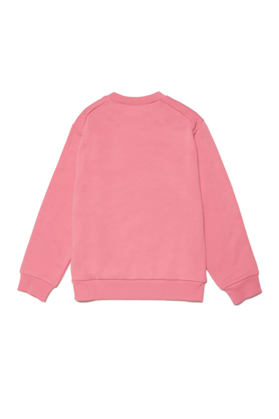 Shop Marni Ms48u Sweat-shirt  Cotton Crew-neck Sweatshirt With Logo In Confetti Pink