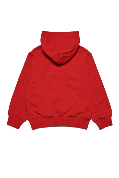 Shop Diesel Lsfort Di Over Hood Sweat-shirt  Hooded Cotton Sweatshirt With Logo In New Red