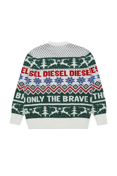 Shop Diesel Kerry Chr Over Knitwear  Wool-blend Sweater With Christmas Pattern In Multicolor