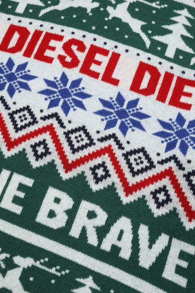 Shop Diesel Kerry Chr Over Knitwear  Wool-blend Sweater With Christmas Pattern In Multicolor