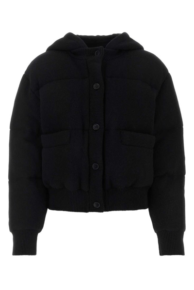 Shop Prada Knitted Hooded Jacket In Black