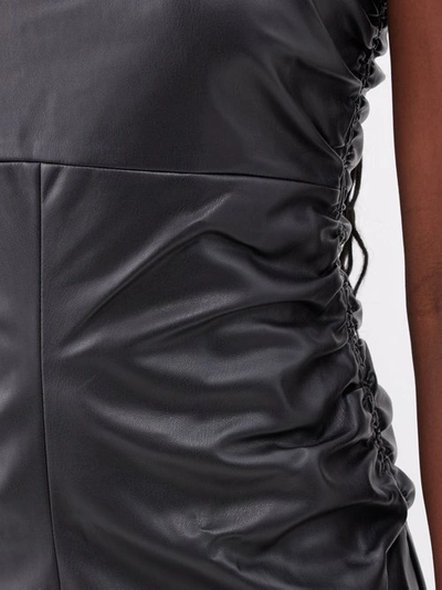 Shop Proenza Schouler White Label Ruched Faux-leather Mini Dress In Black