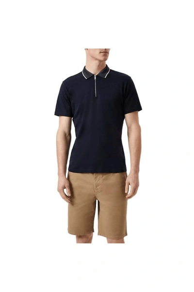 Shop Burton Mens Zip Jacquard Collared Polo Shirt In Blue