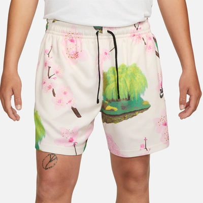 Shop Nike Mens  Club Cherry Blossom Mesh Shorts In Sail
