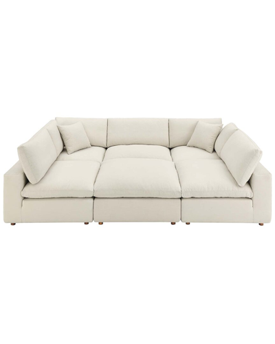 Shop Modway Commix Down Filled Overstuffed 6pc Sectional Sofa In Beige