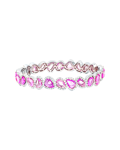Shop Diana M. Fine Jewelry 18k 19.44 Ct. Tw. Diamond & Pink Sapphire Bangle