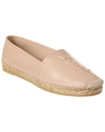 Saint Laurent Ysl Logo Espadrille In Beige